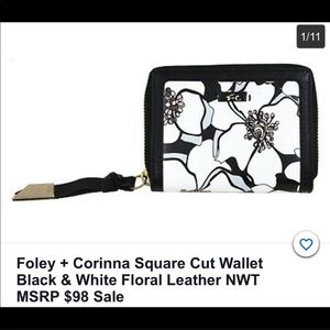 FOLEY AND CORINNA  FLORAL BLACK AND WHITE WALLET